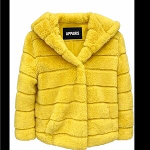 Apparis Kids Bright Yellow Faux Fur Jacket